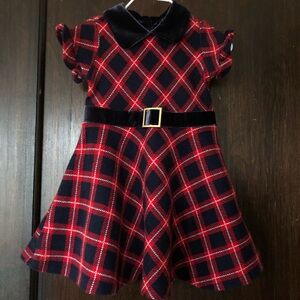 Janie and Jack Red Check Navy Dress Girls 18-24 months